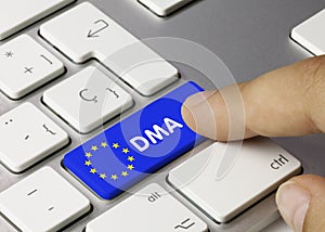 DMA Digital Markets Act - Inscription on Blue Keyboard Key