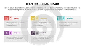 dmaic lss lean six sigma infographic 5 point stage template with rectangle box information concept for slide presentation