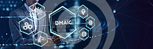 DMAIC, Six Sigma. Define, Measure, Analyse, Improve, Control. Standard quality control and lean manufacturing concept