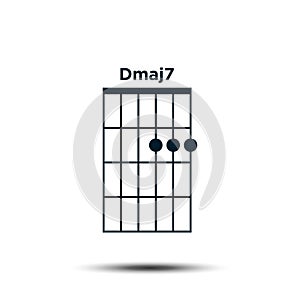 Dmaj7, Basic Guitar Chord Chart Icon Vector Template
