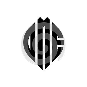 DME circle letter logo design with circle and ellipse shape. DME ellipse letters with typographic style. The three initials form a