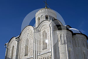 Dmitrievsky cathedral in Vladimir, Russia. Facade decor elements