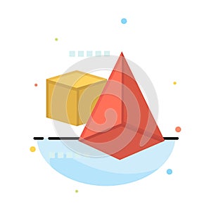 3dModel, 3d, Box, Triangle Abstract Flat Color Icon Template photo