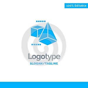 3dModel, 3d, Box, Triangle Blue Business Logo Template photo