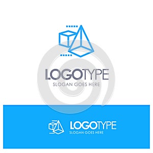 3dModel, 3d, Box, Triangle Blue Logo Line Style photo