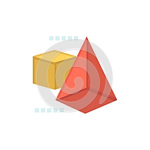 3dModel, 3d, Box, Triangle  Flat Color Icon. Vector icon banner Template photo