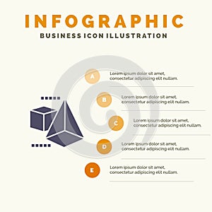 3dModel, 3d, Box, Triangle Infographics Presentation Template. 5 Steps Presentation photo