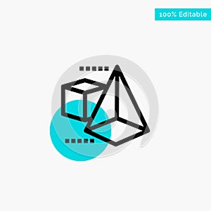 3dModel, 3d, Box, Triangle turquoise highlight circle point Vector icon photo