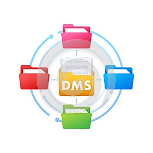 DMS document management system. Digital business. Cloud storage icon. Digital data. Vector stock illustration.