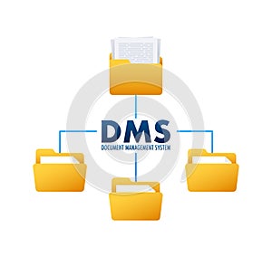 DMS document management system. Digital business. Cloud storage icon. Digital data. Vector stock illustration.