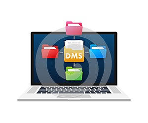 DMS document management system. Digital business. Cloud storage icon. Digital data. Vector stock illustration.