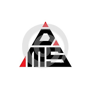 DMS triangle letter logo design with triangle shape. DMS triangle logo design monogram. DMS triangle vector logo template with red