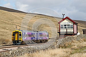 Dmu train at Blea Moor on Settle to Carlisle line