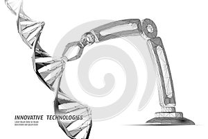 DNA 3D structure editing medicine concept. Low poly polygonal triangle gene therapy cure genetic disease. GMO