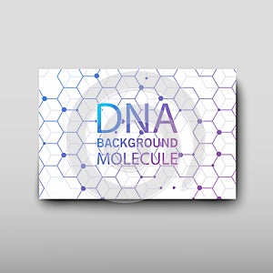 DNA abstract geometric background, layout in A4 set technology brochure flyer design template vector shadow