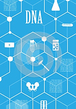 DNA abstract geometric background, layout in A4 set technology brochure flyer design template vector shadow