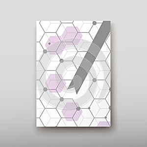 DNA abstract geometric background, layout in A4 set technology brochure flyer design template vector shadow