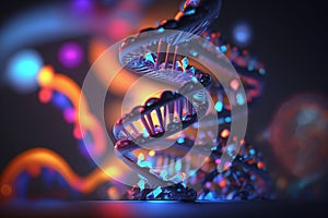 DNA. Abstract3d polygonal wireframe DNA molecule. Medical science, genetic biotechnology, chemistry biology, gene cell