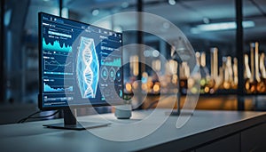 DNA Analysis on Computer Screen in Modern Laboratory