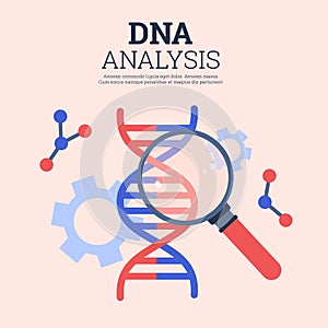 DNA analysis laboratory research banner concept, flat vector illustration.