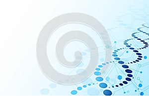 DNA background. Blue abstract helix biotechnology and hexagon molecular texture with copy space for text, genome