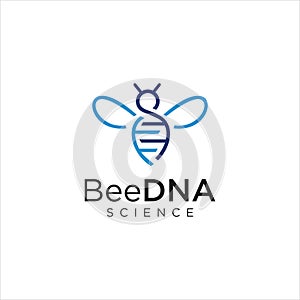 DNA Bee Logo Design Genetic Symbol. Animal DNA Logo Diagnostics Science