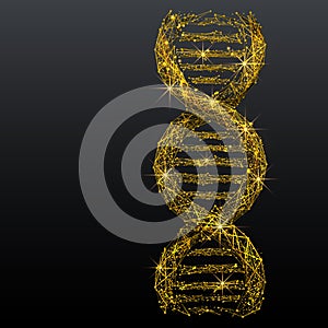 DNA link low poly wireframe gold metal