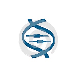 DNA Blue Icon On White Background. Blue Flat Style Vector Illustration