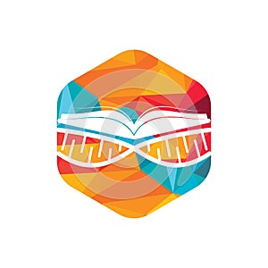 DNA book vector logo design. Genetical book vector logo template.