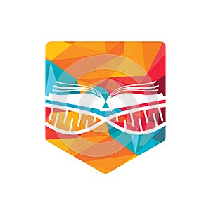 DNA book vector logo design. Genetical book vector logo template.