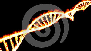 DNA, burning DNA helix, deoxyribonucleic acid is a nucleic acid that contains genetic information for the development and proper f