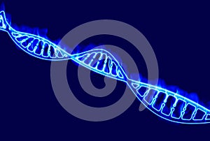 DNA, burning DNA helix, deoxyribonucleic acid is a nucleic acid that contains genetic information for the development and proper f
