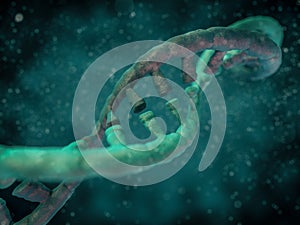 DNA chain. Abstract scientific background. 3D rendering