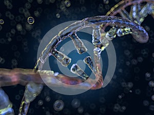 DNA chain. Abstract scientific background. 3D rendering