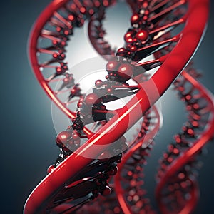 DNA chain close-up, scientific and medical concept, realistic 3D illustration, generative ai
