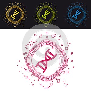 DNA Chromosome Buttons - Colorful Vector Circles - Isolated On Black And White Background