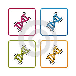 Dna Chromosome - Outline Styled Icon - Editable Stroke - Colorful Vector Illustration - Isolated On White Background