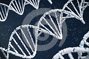 DNA Close up on Blue background., 3D rendering