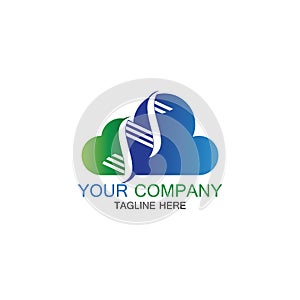 DNA Cloud logo vector design template-vector