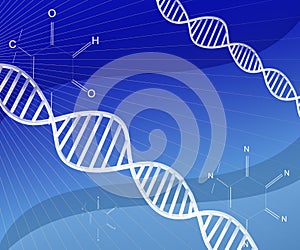 DNA Deoxyribonucleic acid abstract Structure on Blue Background