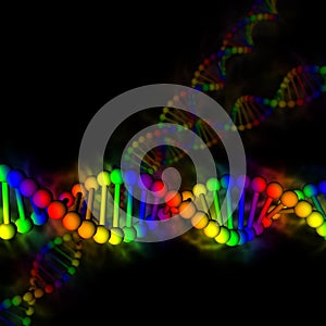 DNA - deoxyribonucleic acid on black background