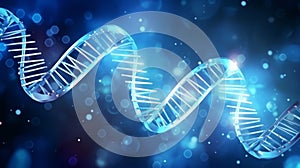 Dna double helix abstract background in blue tones