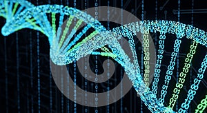 DNA Double Helix with Binary Code, Digital Genetics, Science and Technology