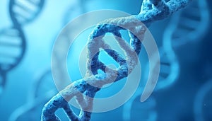 DNA Double Helix on Blurred Blue Background Ã¢â¬' 3D Genetic Structure Visualization (AI Generated