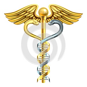 DNA Double Helix Caduceus Concept