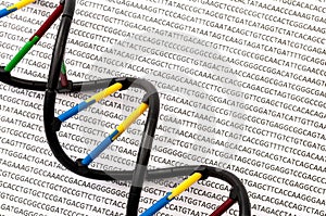 DNA double helix and genome sequence concept for molecular biochemistry backgrounds, genetic code and gene research