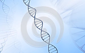 DNA Double helix, metal with white and blue background