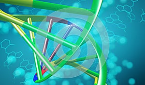 DNA Double Helix On Soft Blue Background. Medical Sciense, Gene photo