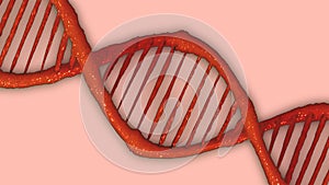 The DNA double-helix spiral molecule structure is isolated on a green background. 3D illustration. Chromosome structure, or a