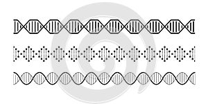 DNA elements. Helix double chromosomes model molecule. Seamless spiral line. Graphic braid. Scientific infographic
